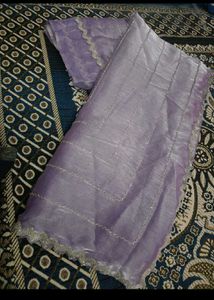 Lavender saree with Silver Border