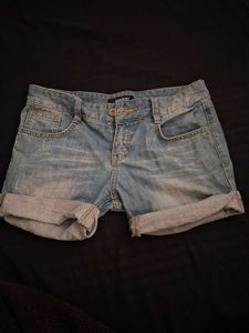 Washed Blue Denim Shorts