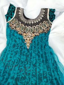 Stunning Teal Ethnic Gown with 2 inch margin