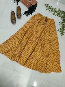 Yellow Printed Ethnic Skirt 💐🌸😚
