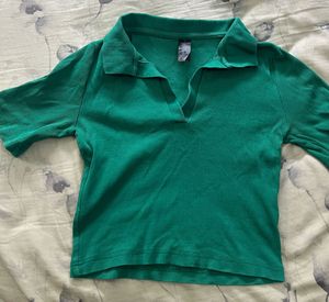 Emerald Green Ribbed Polo Top