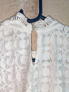 Stylish Lace Top Blouse Layered White