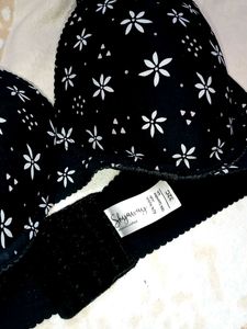 Cute Black Floral Print Bra