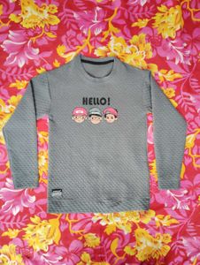 Grey "HELLO!" Graphic Sweatshirt