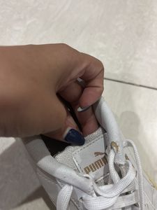 Puma White &amp; Gold Casual Sneakers