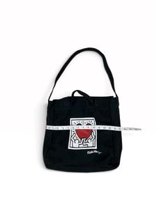 Keith Haring Heart Print 2-Way Canvas Tote Bag