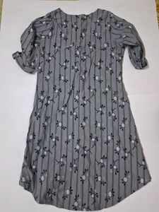 Grey Floral Striped Kurta