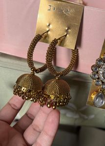 Elegant Jhumka &amp; Chandbali Earrings Set