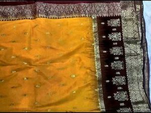 Mustard with Meroon kanjeevaram pure silk saree