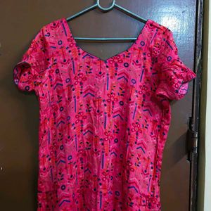 Vibrant Pink Printed Kurta