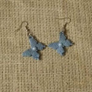 Cute Denim Butterfly Earrings