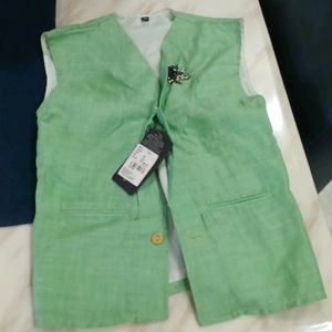 kids kurta jacket in light green color size 6 with price tag