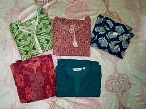 combo 5, cotton Kurtis