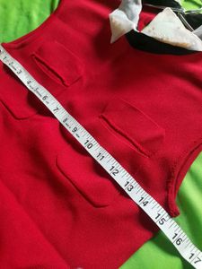 Unique Retro Polo Red Sleeveless Mini Dress pocket