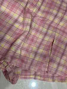 Pink Plaid High-Waisted Shorts