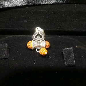 925 Oxidised Pure Silver Trishul Rudraksha Pandent