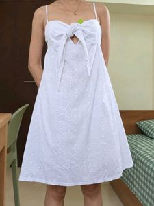 SALE❗White cotton Eyelet Tie-Front knot Dress