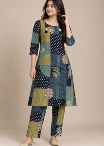 Bohemian Patchwork Kurta and Pants Set