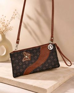 Stylish Brown Clutch with Butterfly Detail