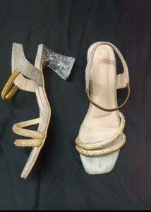 Sparkly Heels with Unique Clear Heel