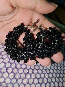 Black Pearl Hoop Earrings