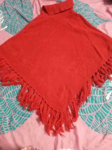 Red Knitted Poncho