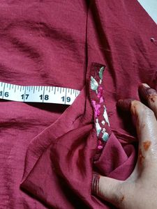 Maroon V-Neck Casual Top