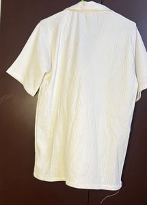 Cream Textured Quarter Zip Top
