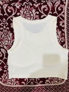 White Cropped Ribbed Tank Top
