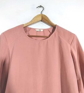 Dusty Rose Pleated Shoulder Blouse