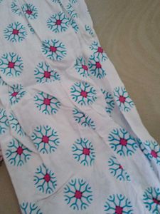 White Kurta Set with Pink &amp; Blue Prints