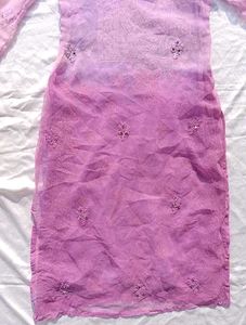 Tie Dry Lavender Chikankari Mirror Work Kurti