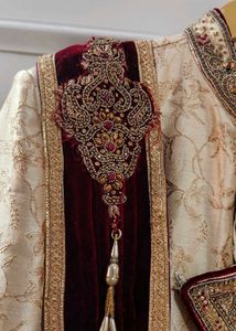 Tan Sherwani With Attached Dupatta