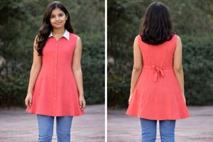 Coral Sleeveless Kurta