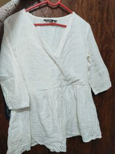 Elegant Cotton White Broderie Anglaise Top