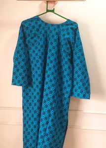 Unused Pure Cotton Block printed Blue Kurti