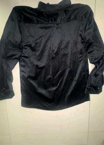 Black Corduroy Shirt with Gold Pockets