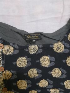 Black And Grey  A- Line Kurti