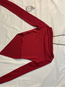 Red Sheer Sleeve Dark Siren Top ⛓︎ Y2K Vamp Core B
