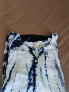 Blue &amp; White Tie-Dye Blouse