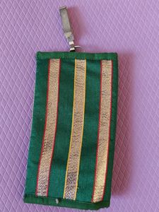 Striped Green & Gold Pouch