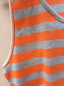 Title: XXL Neon Coral Grey Striped Racerback Tank