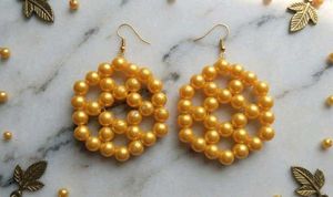 Magical Crystal and Yellow Pearl Handmade Earrings