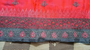 Beautiful Pink Saree with Grey Blo