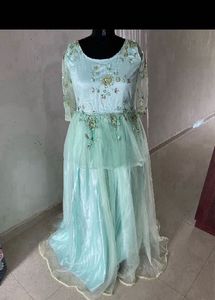 Elegant Mint Green Embroidered Gown