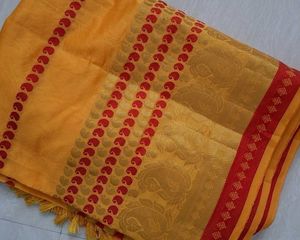 New Yellow Banarasi Saree with Red Border🌼