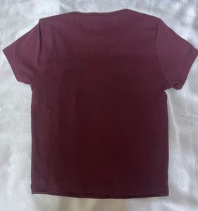 Maroon Cutout T-Shirt