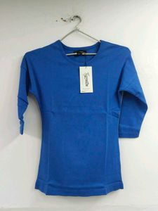 Women's Elegant Blue 3/4 Sleeve Top