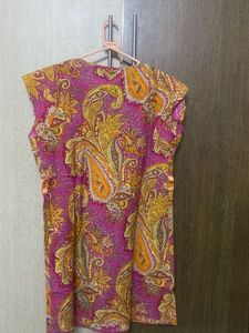 Magenta Paisley Kurti with Satin Bow