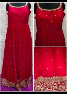 Red Embroidered Gown